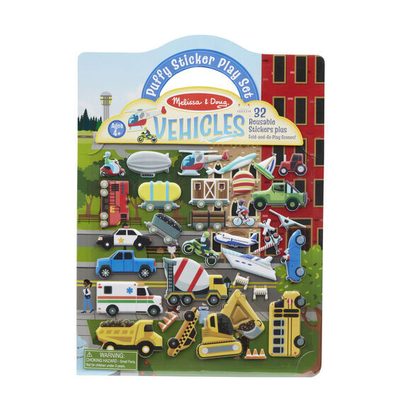Melissa & Doug Reusable Puffy Sticker Play Set - Vehicles