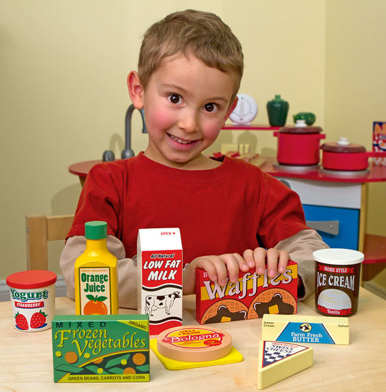 Melissa & Doug Kitchen Play - Wooden Fridge Food Set