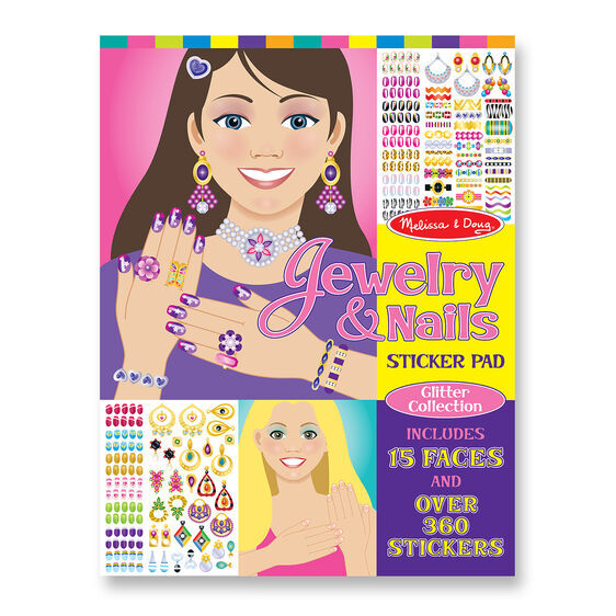 Melissa & Doug Sticker Pad Glitter Collection - Jewelry & Nails