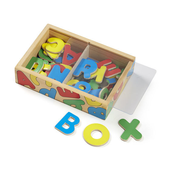 Melissa & Doug Magnetic Learning - 52 Wooden Alphabet Magnets