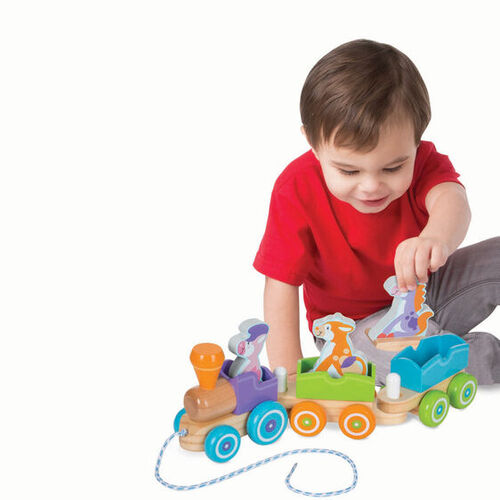 Melissa & Doug First Play - Pull Train Rocking Farm Animals