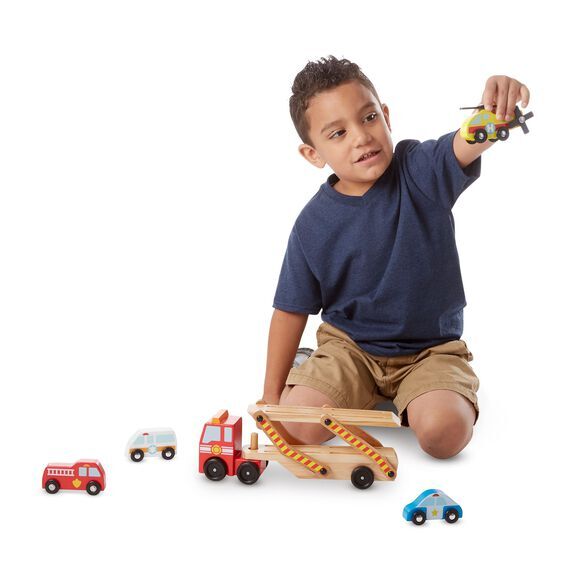 Melissa & Doug Classic Toys - Emergency Vehicle Carrier