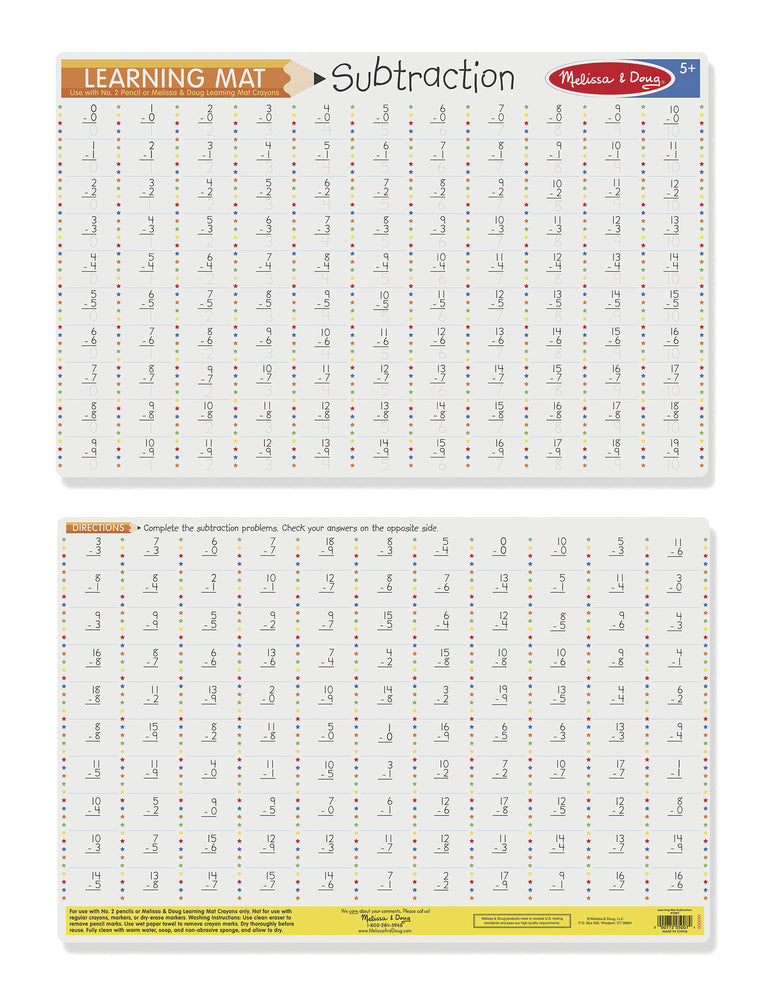 Melissa & Doug Learning Mat - Subtraction