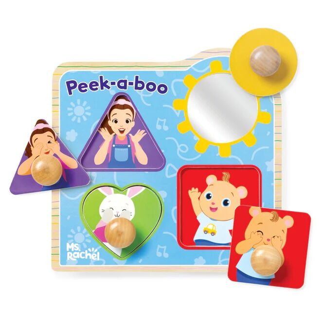 Melissa & Doug - Ms. Rachel Wooden Peek-a-Boo Jumbo Peg Puzzle 4pc