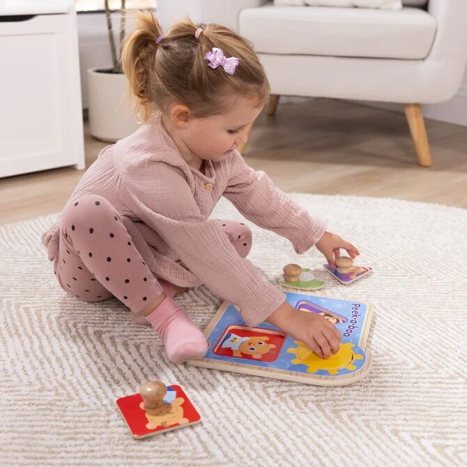 Melissa & Doug - Ms. Rachel Wooden Peek-a-Boo Jumbo Peg Puzzle 4pc