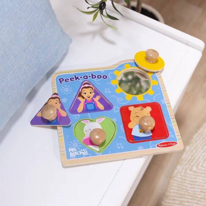 Melissa & Doug - Ms. Rachel Wooden Peek-a-Boo Jumbo Peg Puzzle 4pc