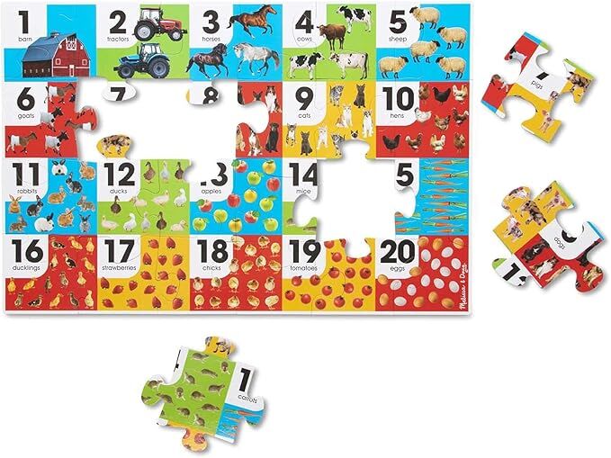 Melissa & Doug Floor Puzzle - Farm Numbers 24pc