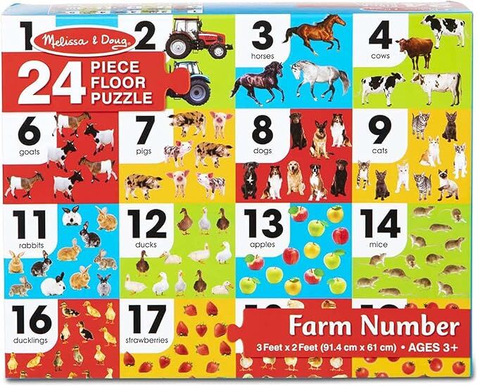 Melissa & Doug Floor Puzzle - Farm Numbers 24pc