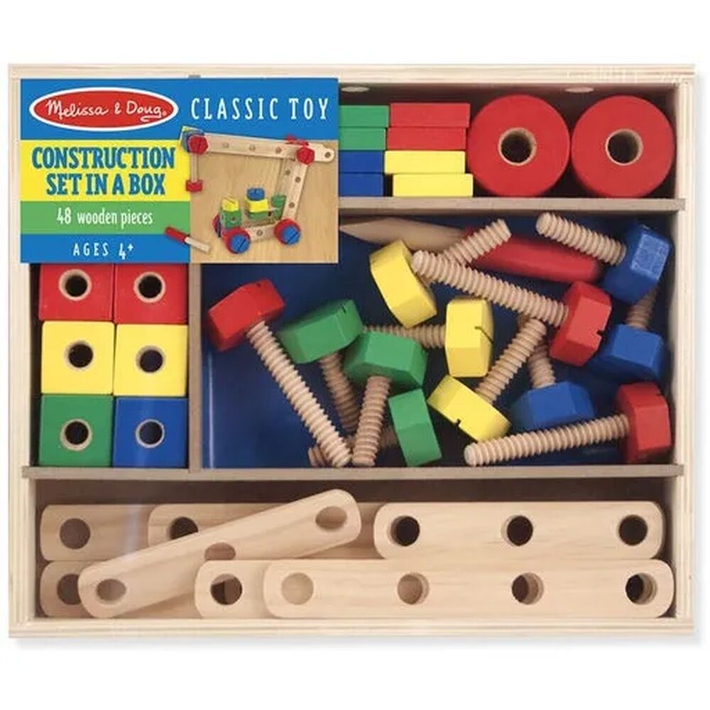 Melissa & Doug Classic Toy - Construction Building Set in a Box