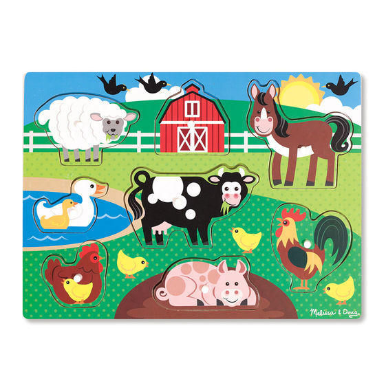 Melissa & Doug Peg Puzzle - Farm 8pc