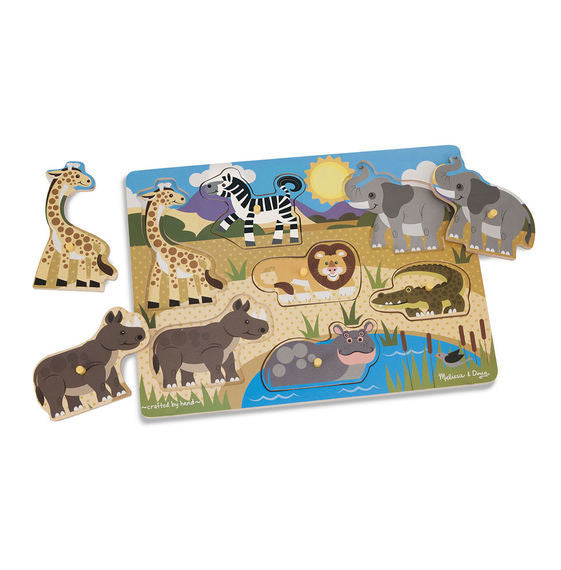 Melissa & Doug Peg Puzzle - Safari 8pc