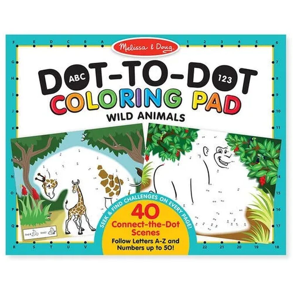 Melissa & Doug Dot-to-Dot Colouring Pad ABC 123 - Wild Animals