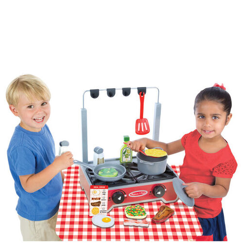 Melissa & Doug Kitchen Play - Deluxe Wooden Cooktop Set