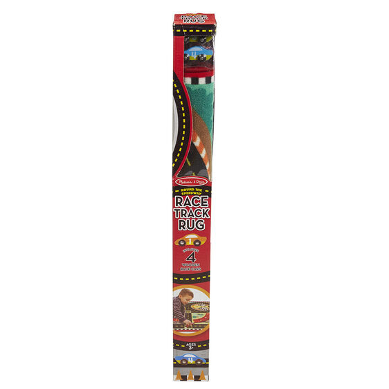 Melissa & Doug Activity Rug - Round the Speedway Race Track with 4 Wooden Vehicles