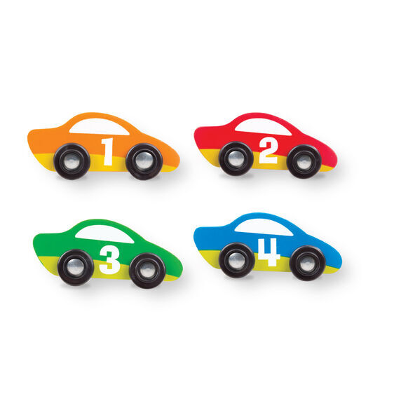 Melissa & Doug Activity Rug - Round the Speedway Race Track with 4 Wooden Vehicles