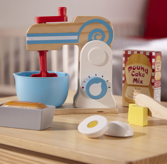 Melissa & Doug Kitchen Play - Wooden Make-a-Cake Mixer Set