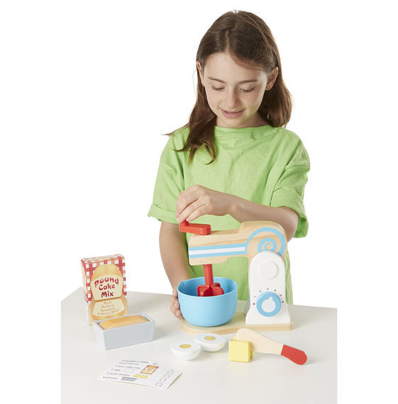 Melissa & Doug Kitchen Play - Wooden Make-a-Cake Mixer Set