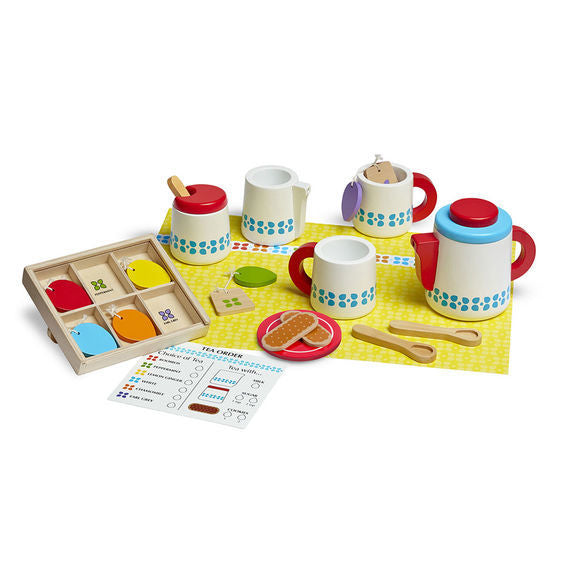 Melissa & Doug Kitchen Play - Wooden Steep & Serve Tea Set