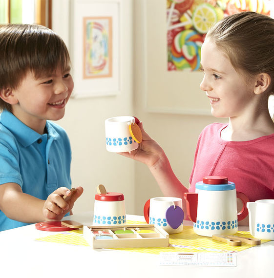 Melissa & Doug Kitchen Play - Wooden Steep & Serve Tea Set