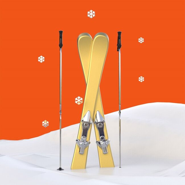 Metalmorphose Keychain - Skis with Snowflake