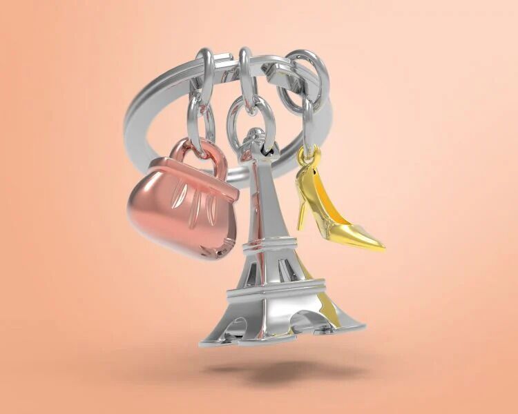 Metalmorphose Keychain - Eiffel Tower, Bag & Heel