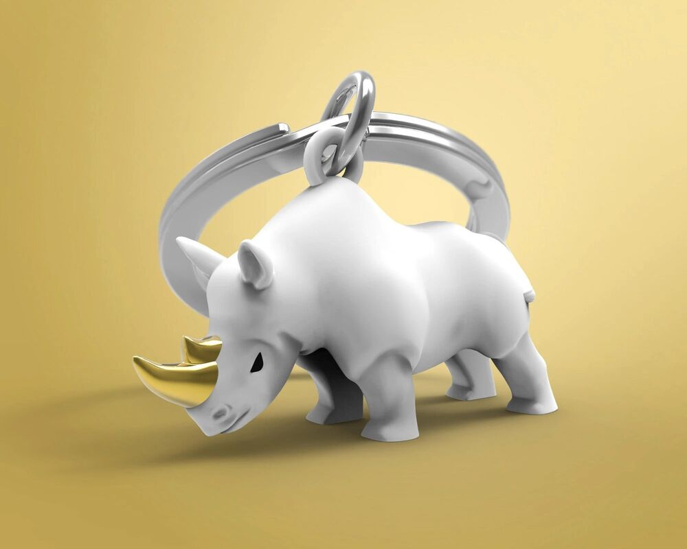 Metalmorphose Keychain - White Rhino