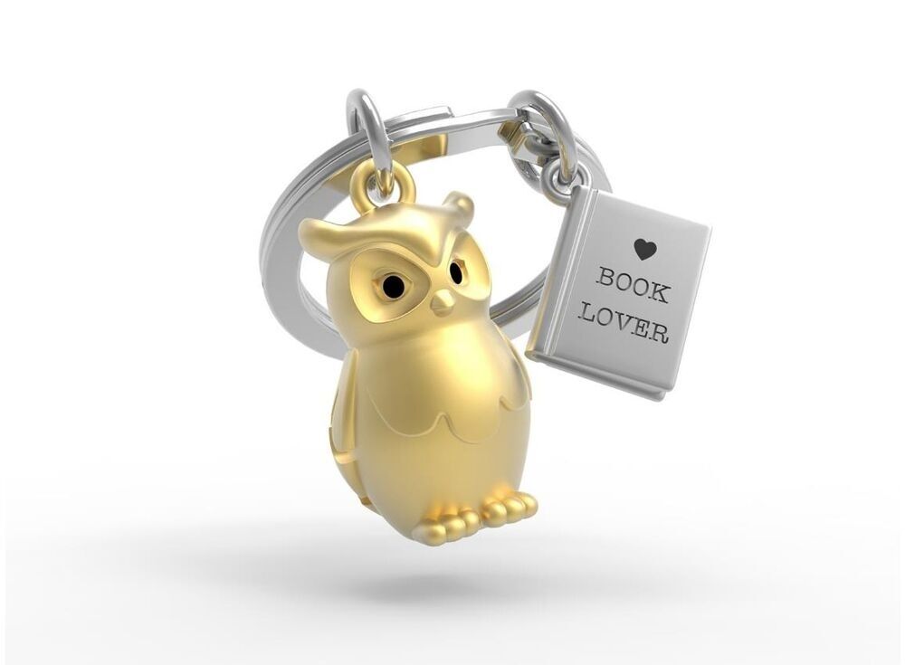 Metalmorphose Keychain - Owl & Book