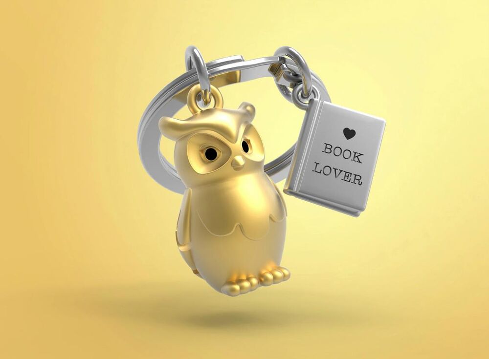 Metalmorphose Keychain - Owl & Book