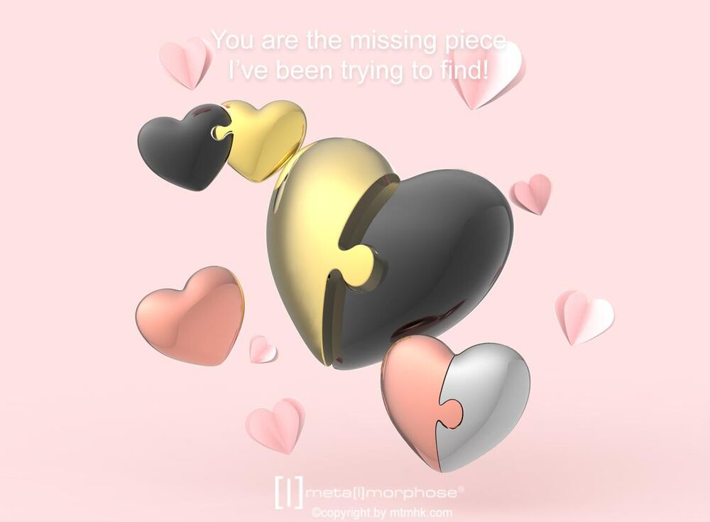 Metalmorphose Keychain - Puzzle Hearts
