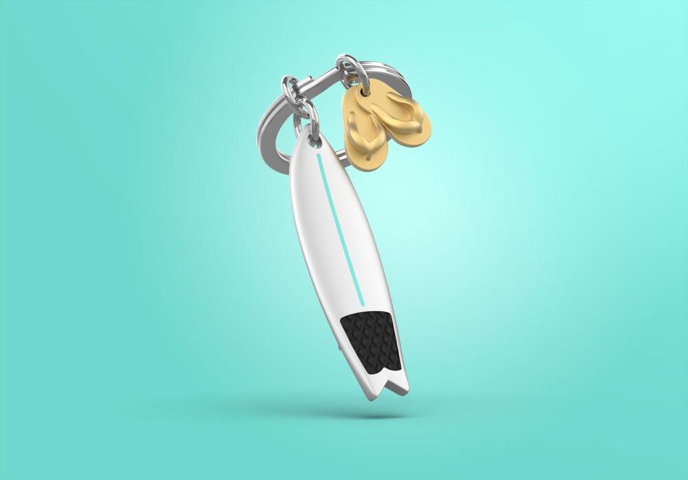 Metalmorphose Keychain - Surfboard with Flip-Flops