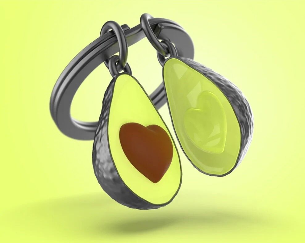 Metalmorphose Keychain - Avocado with Heart-Shaped Pit