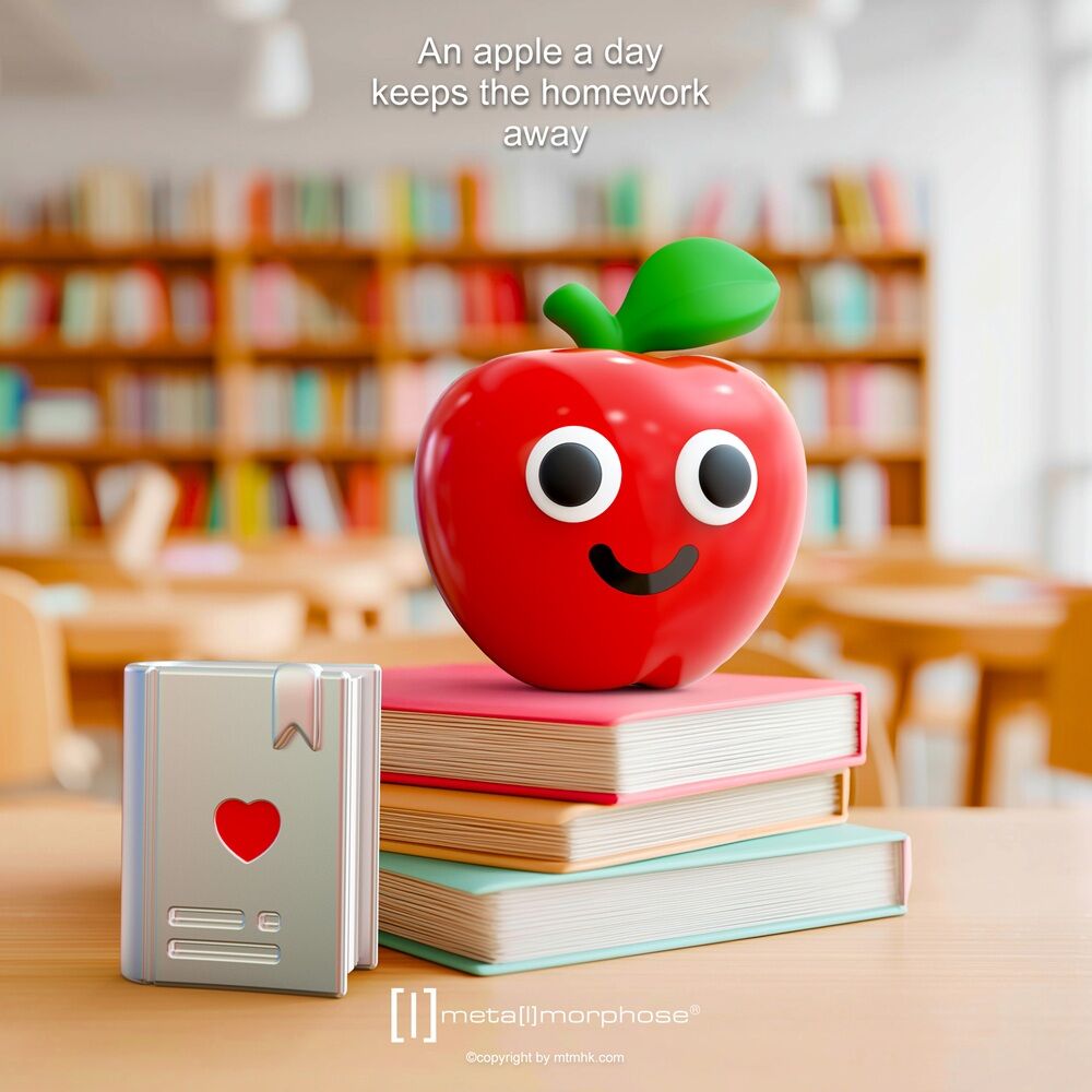 Metalmorphose Keychain - Apple & Book