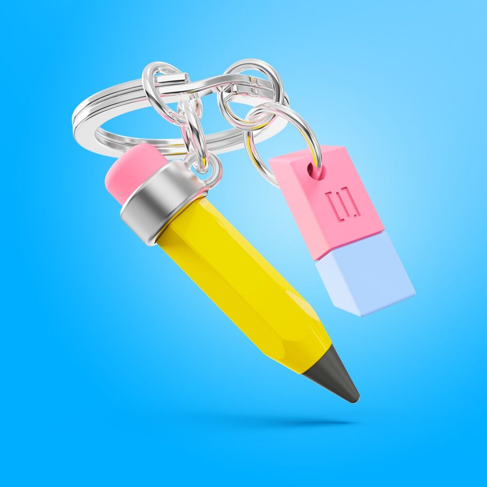 Metalmorphose Keychain - Pencil & Eraser
