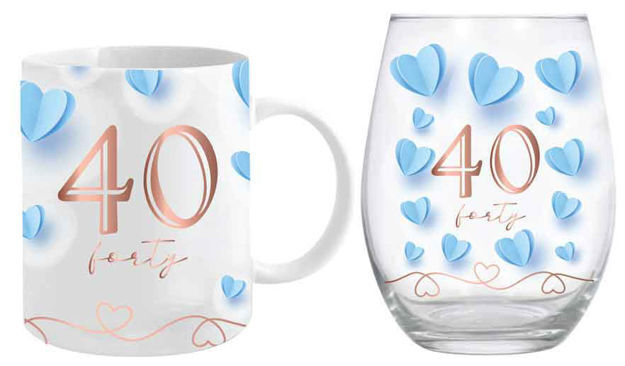 40th Birthday Mug & Stemless Wine Glass Set