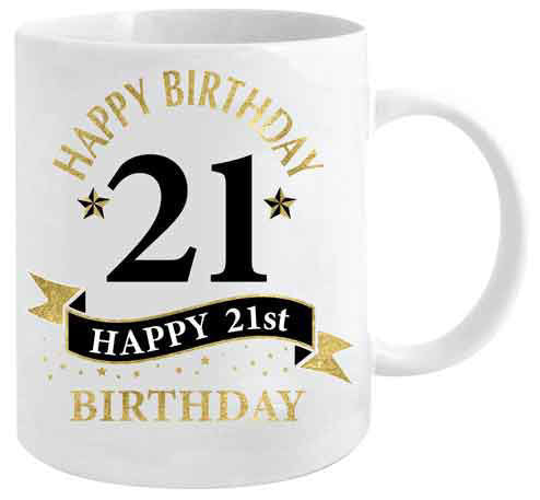 21st Birthday White & Gold Mug