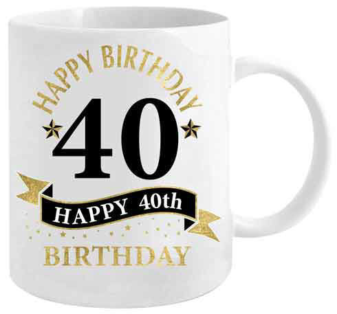 40th Birthday White & Gold Mug