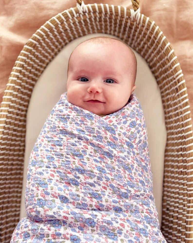 Alimrose Muslin Swaddle - Lilly Blue