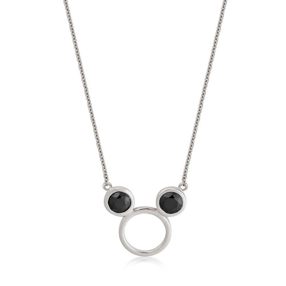 Couture Kingdom - Disney - Precious Metal Mickey Mouse Outline With Black Ears Necklace