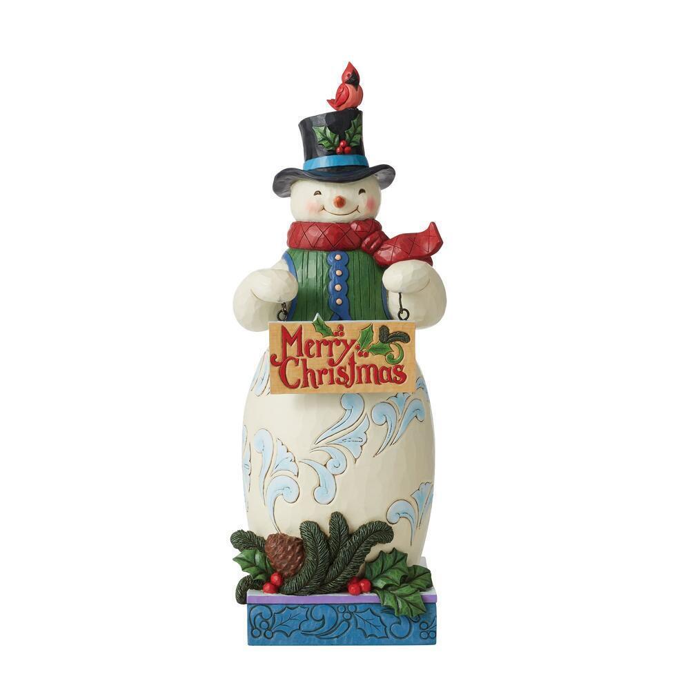Jim Shore Heartwood Creek - Snowman Statue with Sign