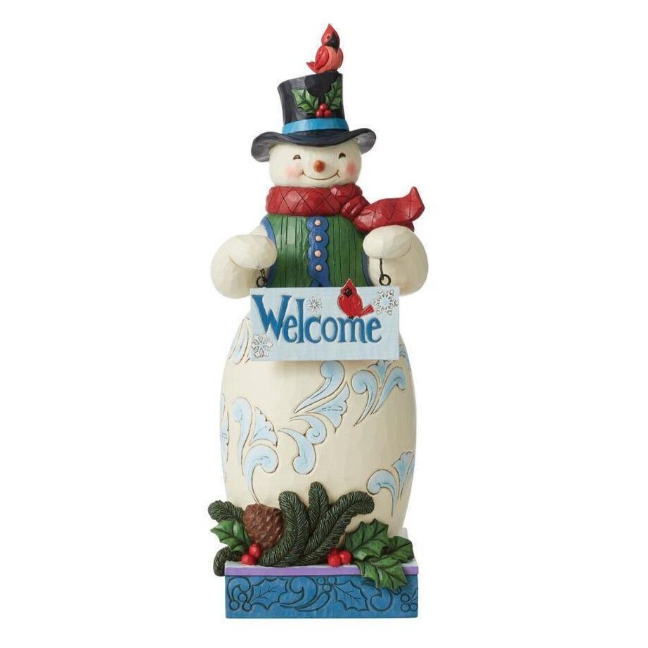 Jim Shore Heartwood Creek - Snowman Statue with Sign