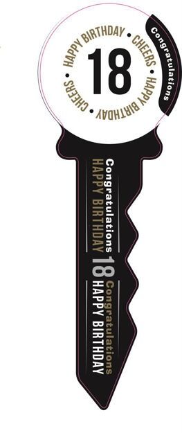 18th Birthday Black & Gold Key