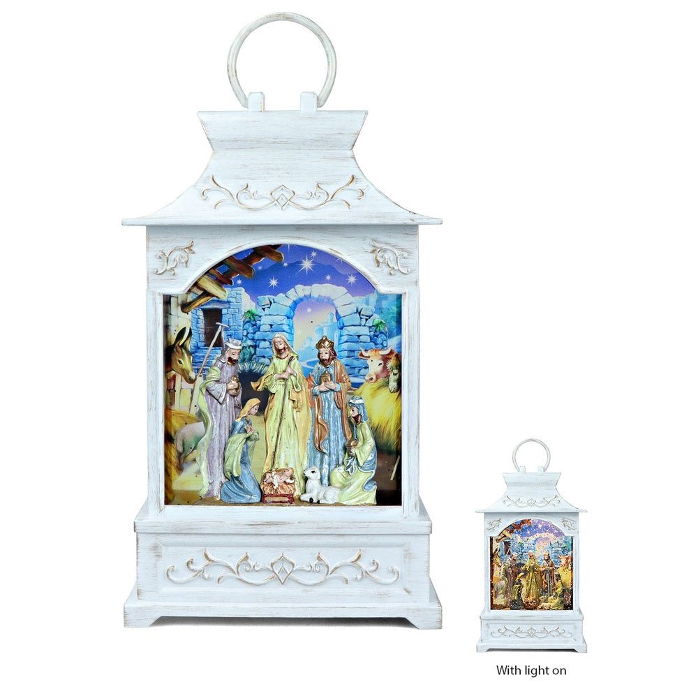 Religious Gifting Christmas Water Lantern - Nativity White 32cm