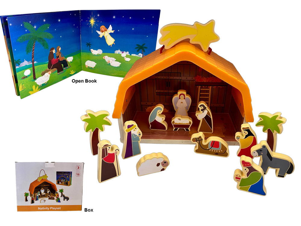 Kids' Nativity Set - Wooden 16pc