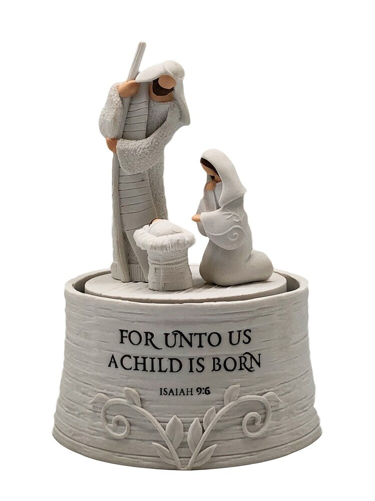 Religious Gifting Christmas Holy Family Round Nativity Musical 15cm