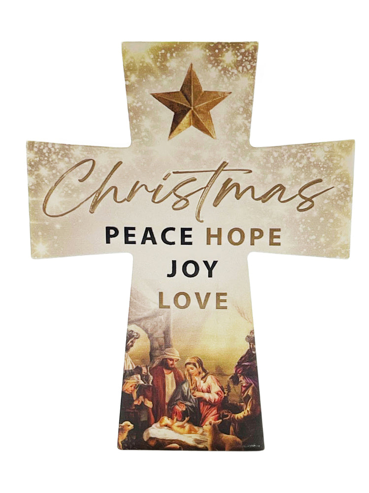 Ceramic Cross - Christmas Peace Hope Joy Love