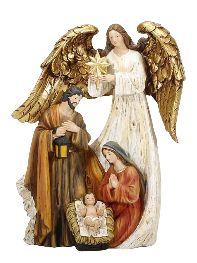 Holy Family Nativity Scene with Angel 31cm