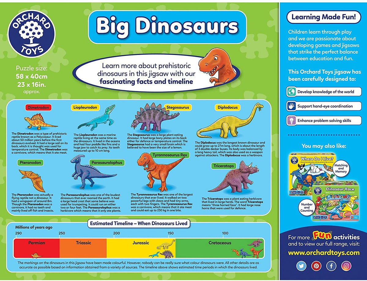 Orchard Toys Jigsaw Puzzle - Big Dinosaur Shaped 50pc