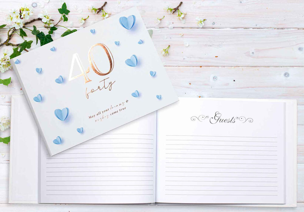 Paper Heart 40th Birthday Guest Book