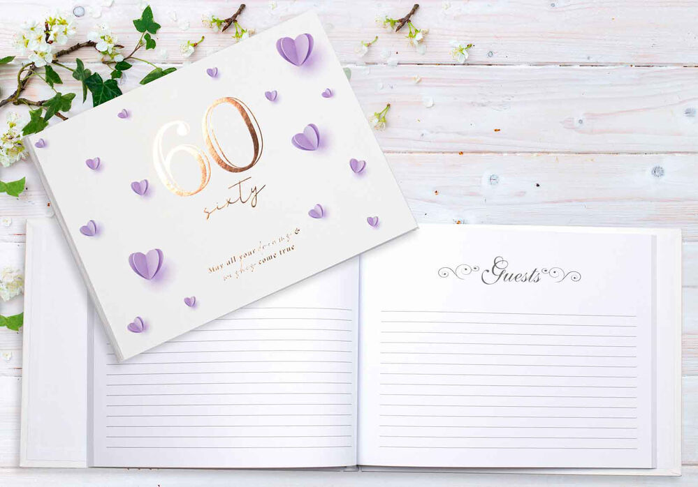 Paper Heart 60th Birthday Guest Book