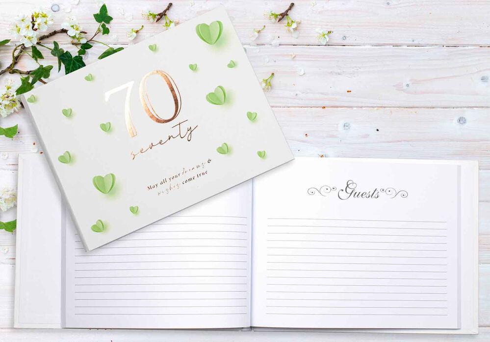 Paper Heart 70th Birthday Guest Book